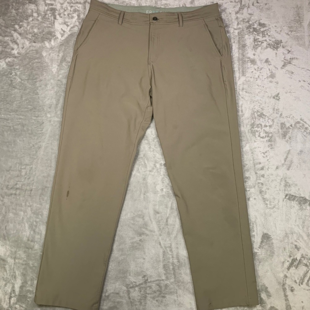 Free Fly Nomad Pants Men 38x32 Khaki Tan Stretch Performance Outdoor Hiking FLAW